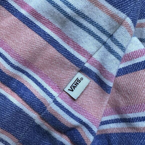 Vans Womens Hoodie Wazzy Coral Stripe Beach Pullover Pink Blue White Small - Picture 8 of 8